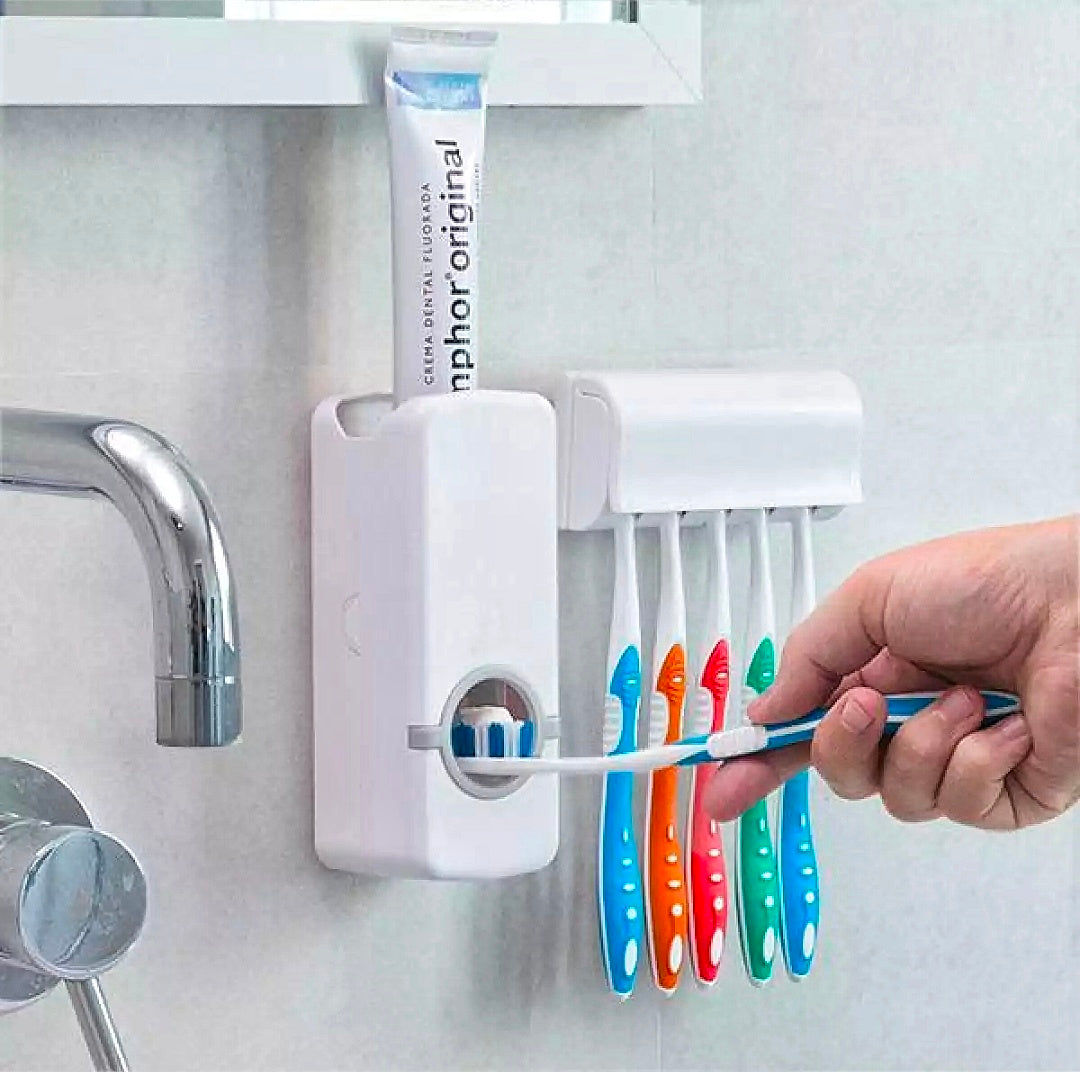 Automatic Toothpaste Dispenser With Toothbrush Holder