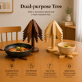 Bamboo & Wooden Tree-Shaped Coaster Set with Decorative Stand