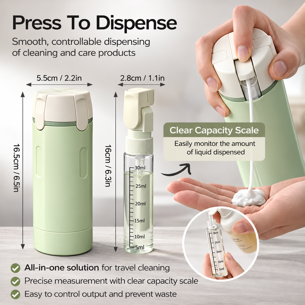 Travel dispenser pump and capacity scale