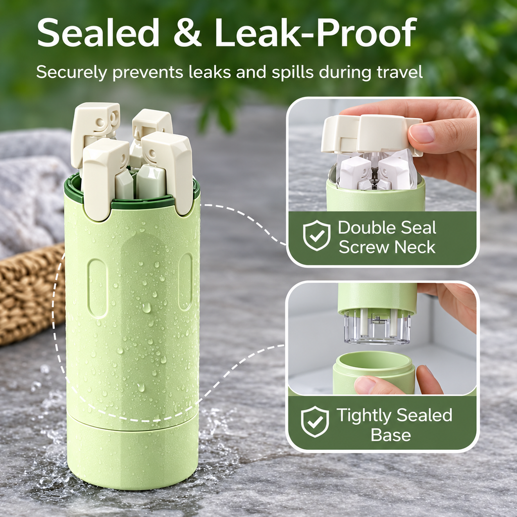 Travel dispenser neck and base seal details