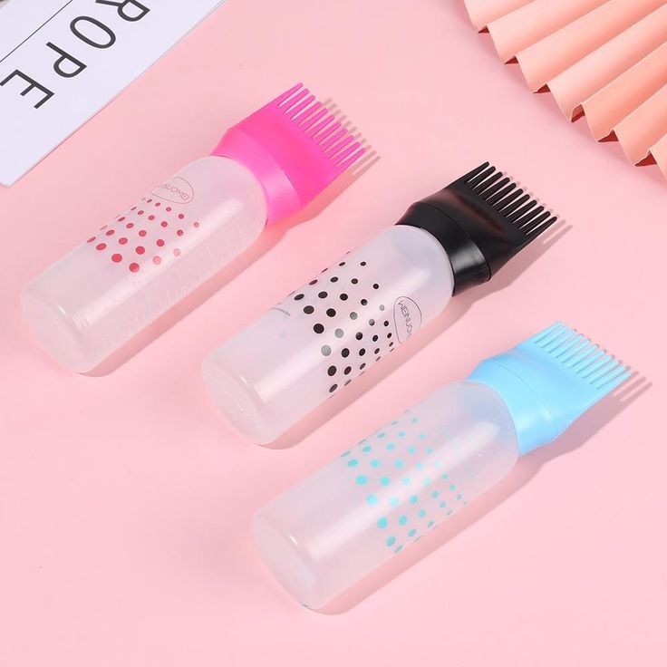 Hair Dye Applicator Bottles With A Built-In Root Comb