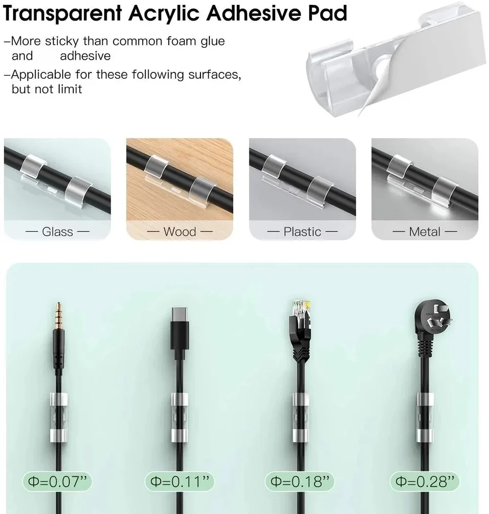 Self-Adhesive Transparent Cable Clip