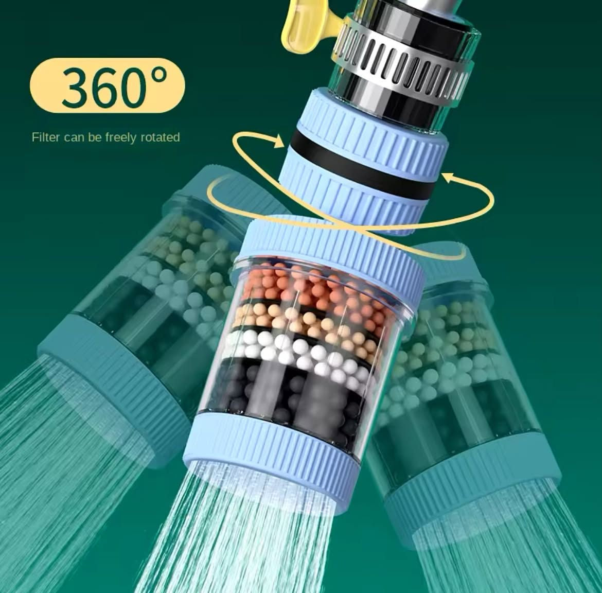 6-Layer 360° Rotating Water Filter Tap – Instant Clean Water