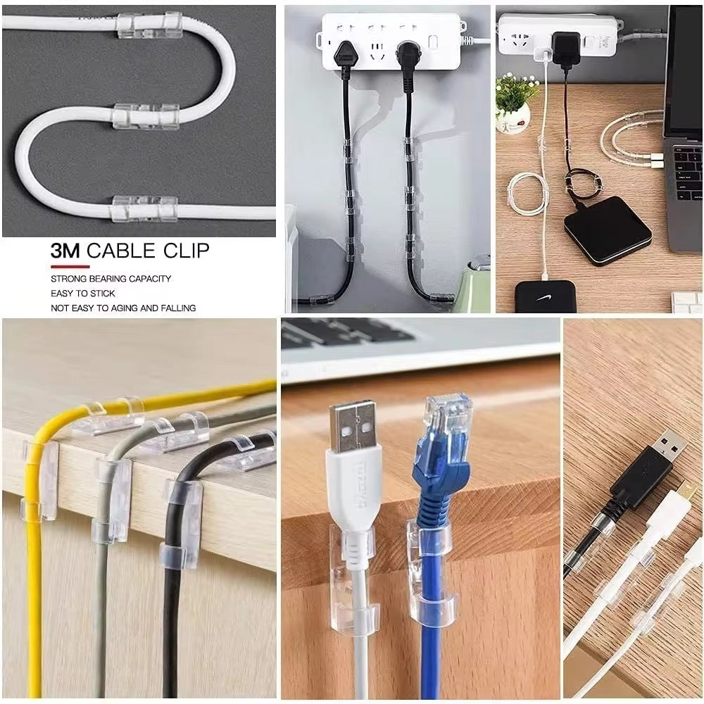 Self-Adhesive Transparent Cable Clip