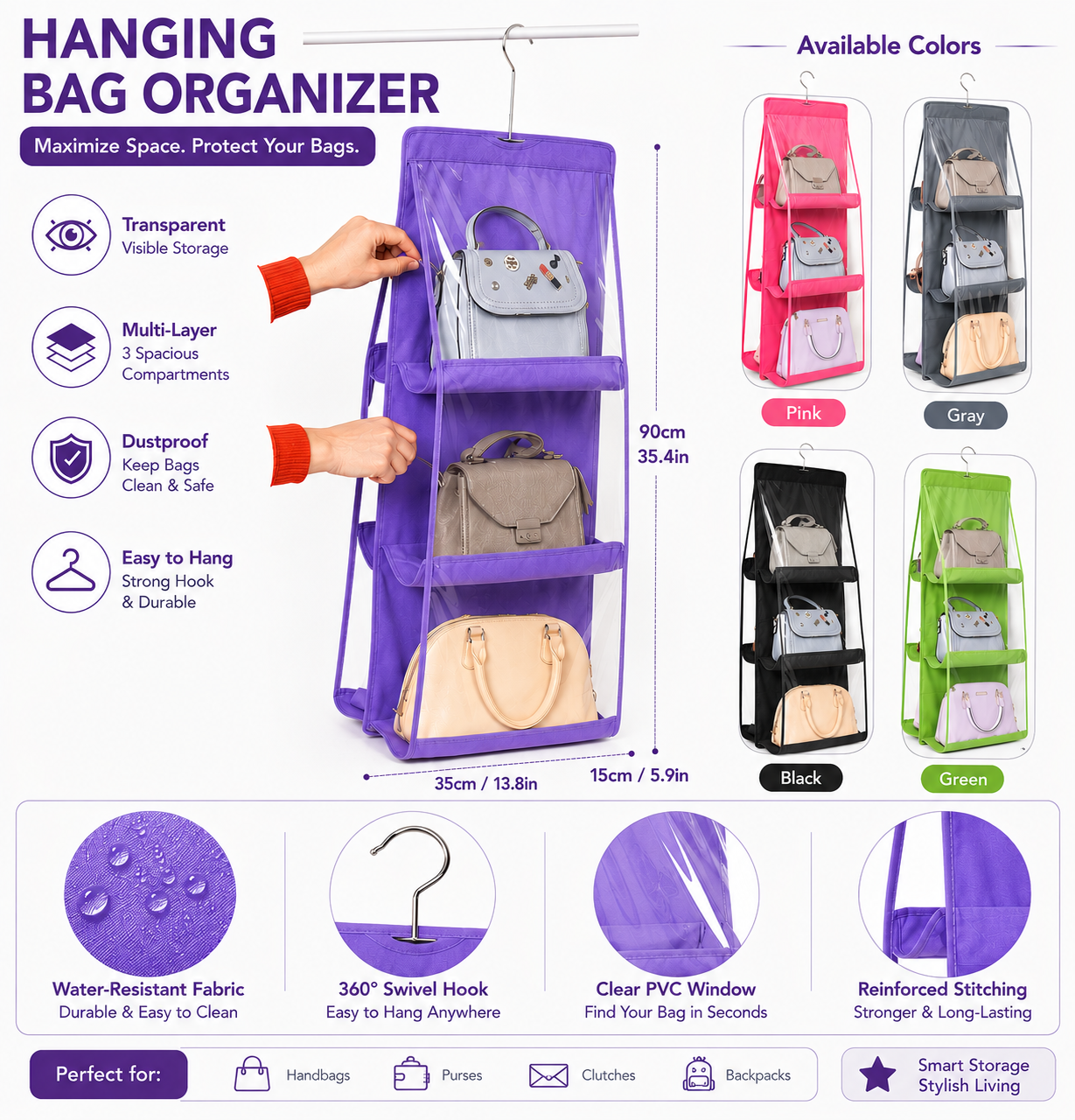 Dustproof Zipper Hanging Bag Organizer
