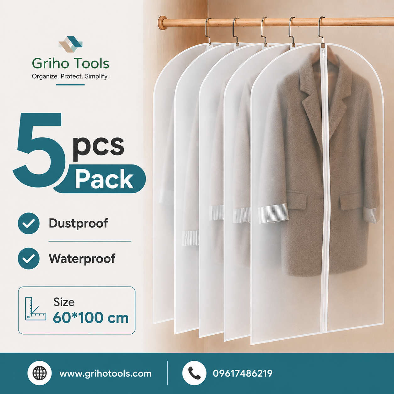 Dustproof Transparent Clothes Cover | ৫ পিস
