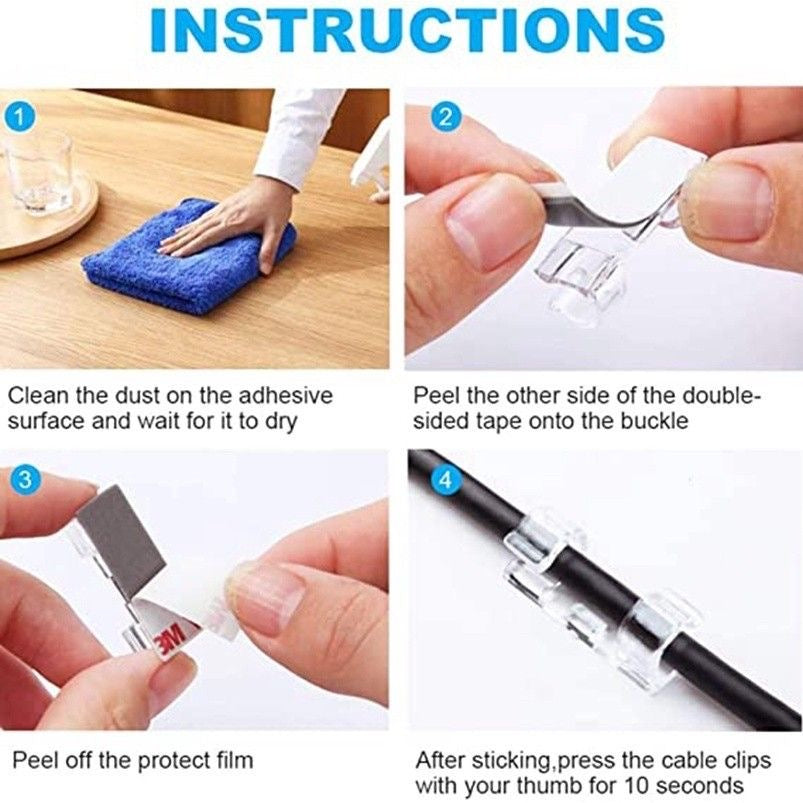 Self-Adhesive Transparent Cable Clip
