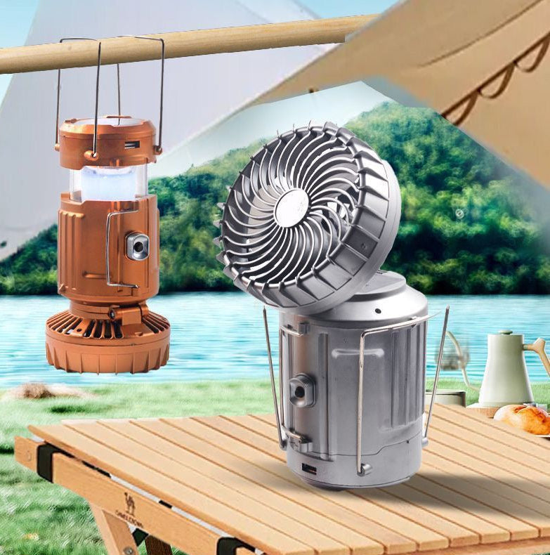 6-in-1 Portable LED Camping Lantern with Fan & Solar Charging