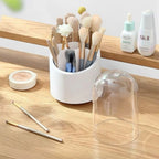 360° Rotating Dustproof Makeup Brush Organizer with Transparent Cover