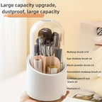 360° Rotating Dustproof Makeup Brush Organizer with Transparent Cover