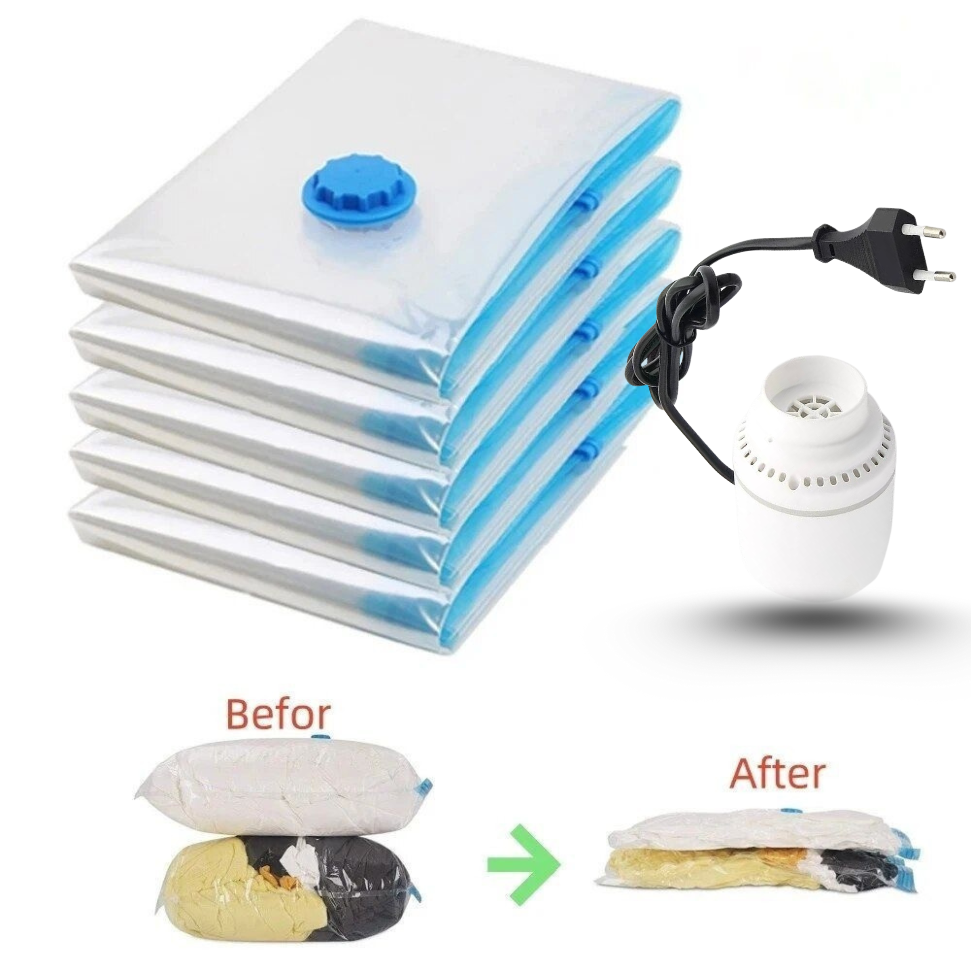 Combo - 3 Pcs  (60×80 cm) Bag + Electric Pump