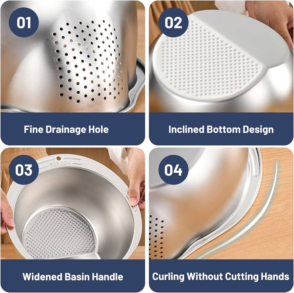 Stainless Steel Washing Bowl With Side Drainer