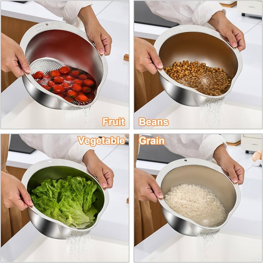 Stainless Steel Washing Bowl With Side Drainer