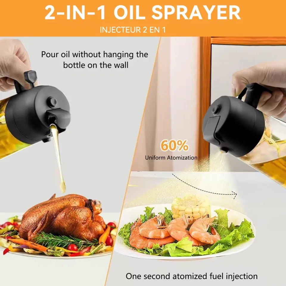 2-in-1 Oil Sprayer And Dispenser Bottle.