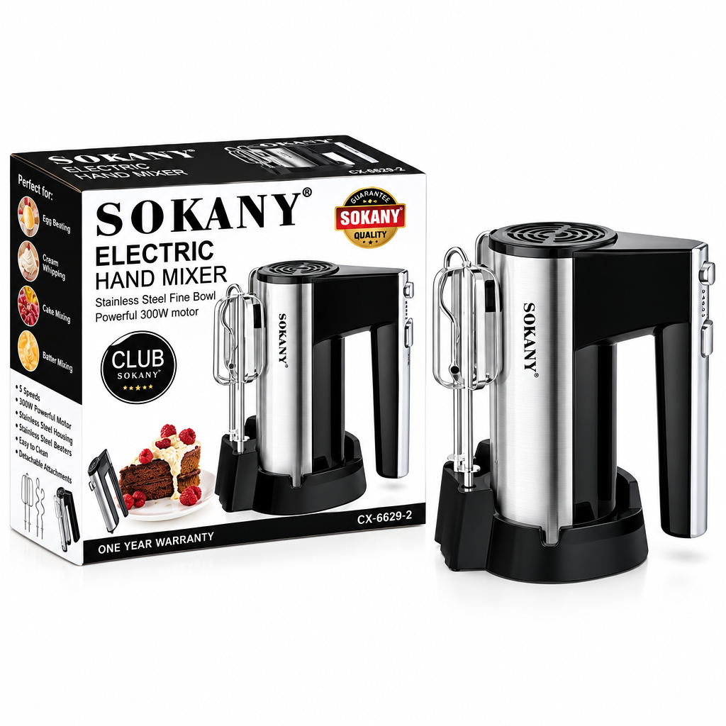 SOKANY CX-6629-2 Electric Hand Mixer – 300W, 5 Speeds