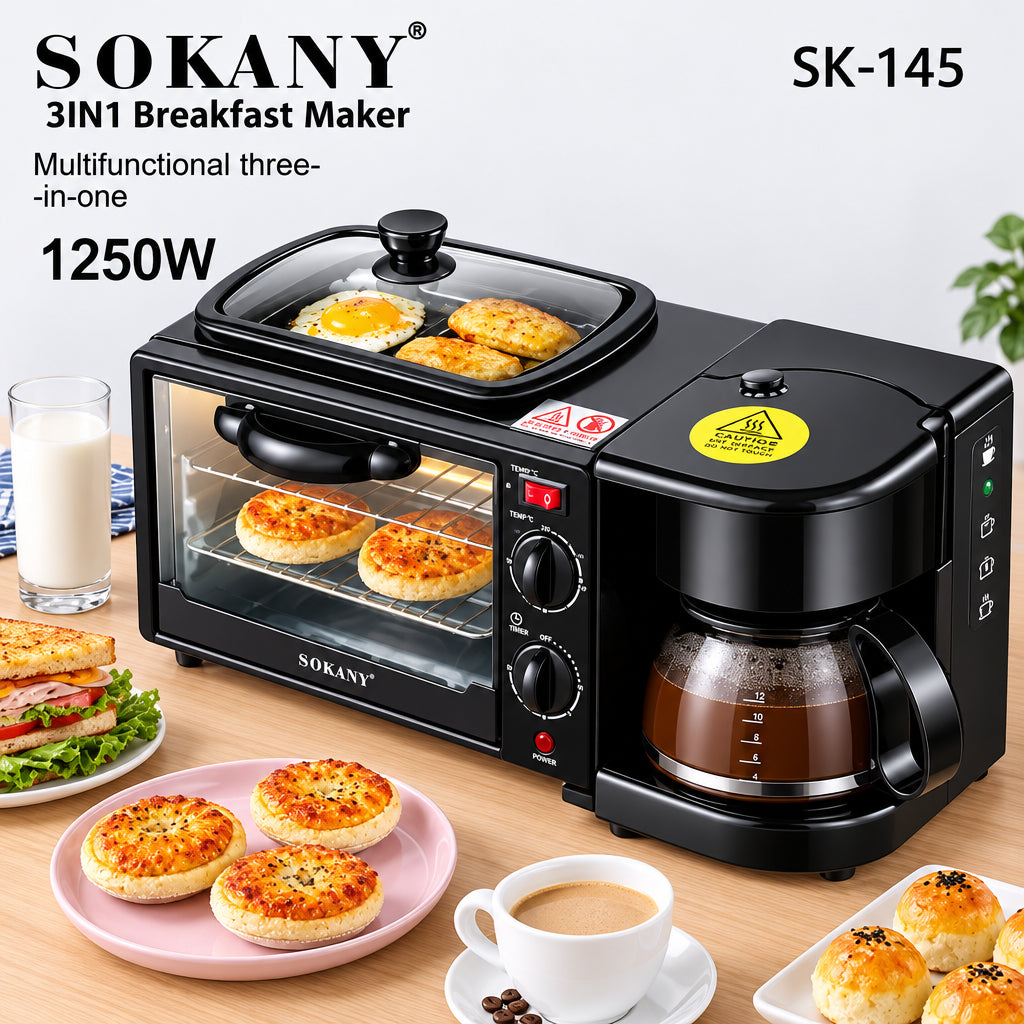 SOKANY SK-145 3-in-1 Breakfast Maker – 12L, 1250W online product image
