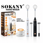 SOKANY SK-201A Handheld Coffee Frother – 2 Mixing Heads