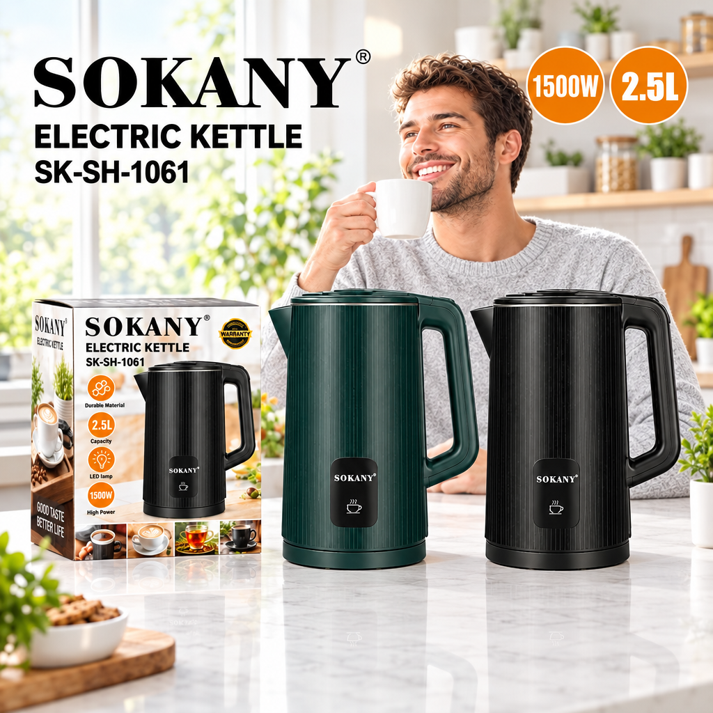 SOKANY SK-SH-1061 Electric Kettle – 2.5L, 1500W
